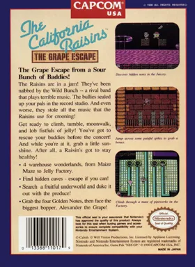 California Raisins - The Grape Escape (USA) (Proto 1) box cover back